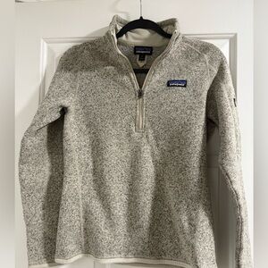 Patagonia Cream and Gray Half Zip Sweater